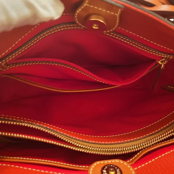 Dooney & Bourke Red Pebbled Leather Tote - Picture 5 of 10